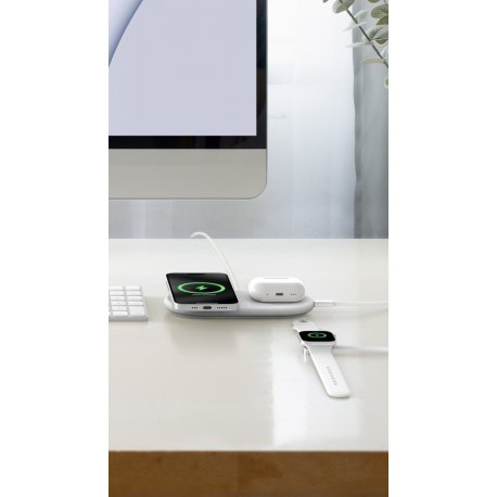 Беспроводное зарядное устройство Belkin 2в1 15W Pad Qi2 White (WIZ021VFWH)