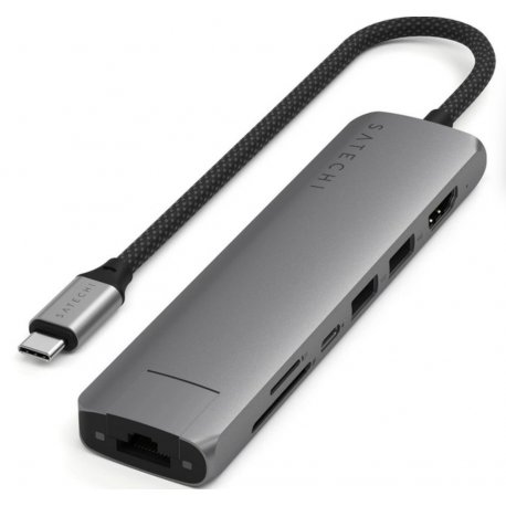 HUB Satechi 7-in-1 USB-C Slim Multiport Adapter 4K with Ethernet Space Gray (ST-P7SM)