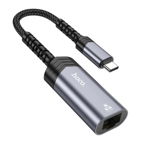 Перехідник Hoco UA37 Type-C to RJ45 1000 Mbps Gray