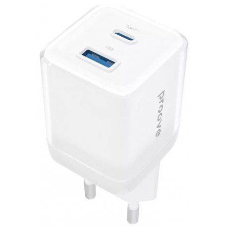 Мережевий зарядний пристрій Proove Pure GaN Plus 30W (Type-C + USB) White (WCPU30111202)