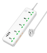 Мережевий фільтр Hoco AC13A (3USB/1Type-C/5xSocket) 1,5m White