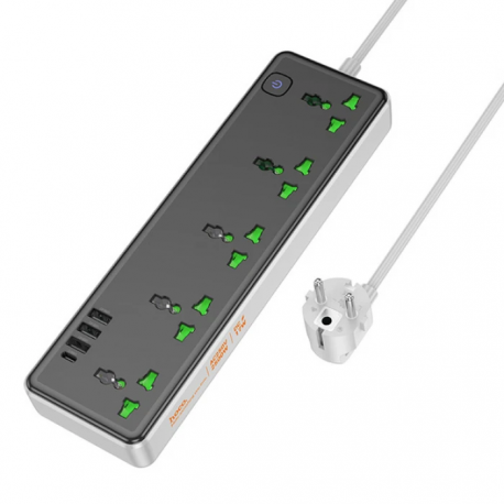 Сетевой фильтр Hoco AC13A (3USB/1Type-C/5xSocket) 1,5m Black