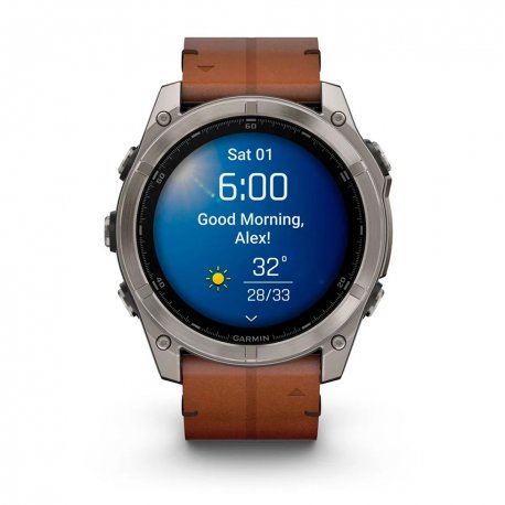 Смарт-часы Garmin fenix 8 AMOLED 51mm Sapph. Carbon Gray DLC Tit. with Chestnut Leather Band (010-02905-40) EU