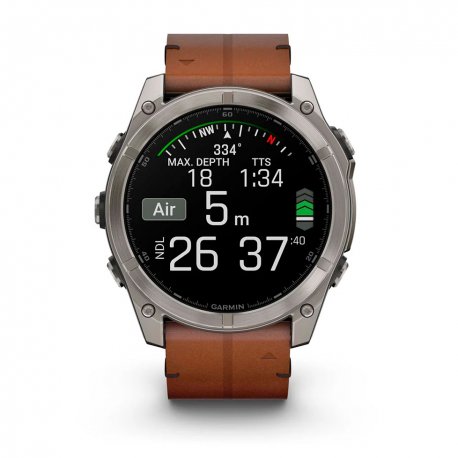 Смарт-часы Garmin fenix 8 AMOLED 51mm Sapph. Carbon Gray DLC Tit. with Chestnut Leather Band (010-02905-40) EU
