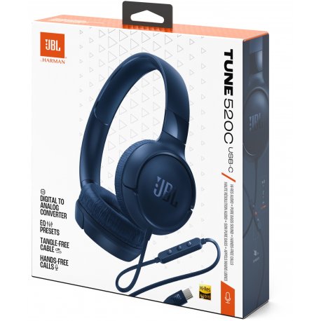 Навушники JBL Tune 520C USB-C Blue (JBLT520CBLU)