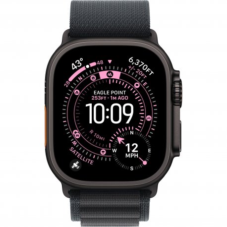 Apple Watch Ultra 3 49mm (GPS+LTE) Black Titanium Case with Black Alpine Loop - Medium