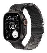 Apple Watch Ultra 3 49mm (GPS+LTE) Black Titanium Case with Black Titanium Milanese Loop - Medium