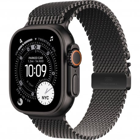 Apple Watch Ultra 3 49mm (GPS+LTE) Black Titanium Case with Black Titanium Milanese Loop - Medium (MF1Q4)