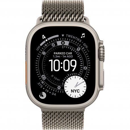 Apple Watch Ultra 3 49mm (GPS+LTE) Natural Titanium Case with Natural Titanium Milanese Loop - Medium