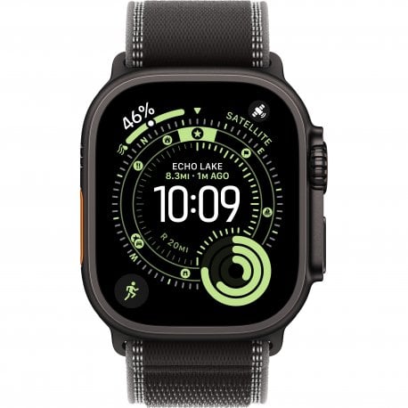 Apple Watch Ultra 3 49mm (GPS+LTE) Black Titanium Case with Black/Charcoal Trail Loop - S/M