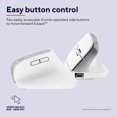Мышь беспроводная Trust Bayo+ Multidevice Ergonomic White (25399_TRUST)