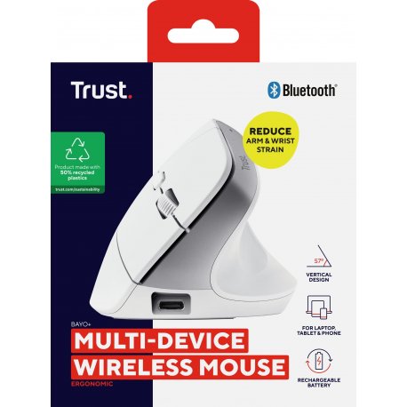 Мышь беспроводная Trust Bayo+ Multidevice Ergonomic White (25399_TRUST)