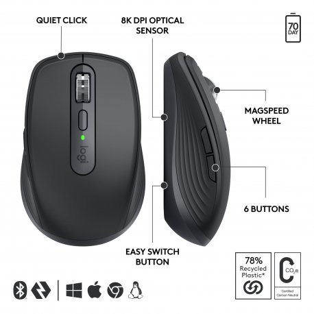Мышь беспроводная Logitech MX Anywhere 3S Graphite (910-006958)