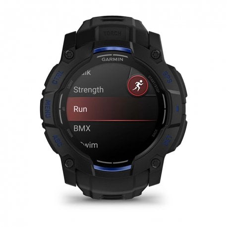 Смарт-годинник Garmin Instinct 3 50mm AMOLED Black with Black/Bolt Blue Band (010-03020-03)