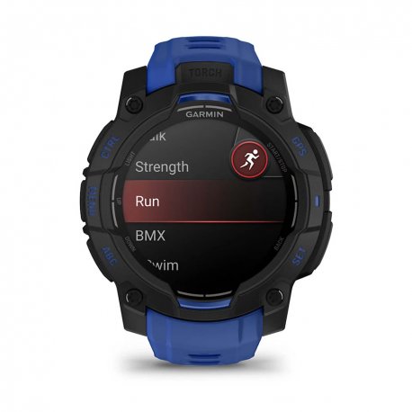 Смарт-часы Garmin Instinct 3 45mm AMOLED Black with Bolt Blue/Black Band (010-02936-03)