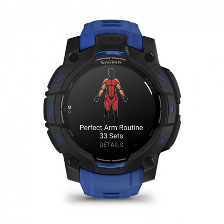 Смарт-часы Garmin Instinct 3 45mm AMOLED Black with Bolt Blue/Black Band (010-02936-03)