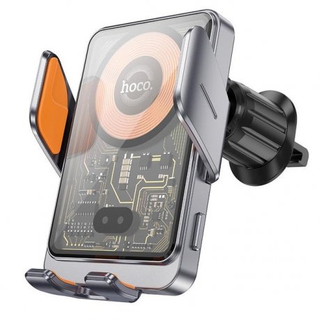 Автотримач Hoco HW7 Qi 15W Metal Gray