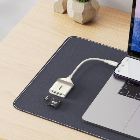 Картридер Hoco UA40 Lightning to SD/TF Beige