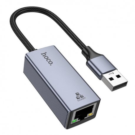 Перехідник Hoco UA37 USB to RJ45 1000 Mbps Gray