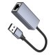 Перехідник Hoco UA37 USB to RJ45 1000 Mbps Gray