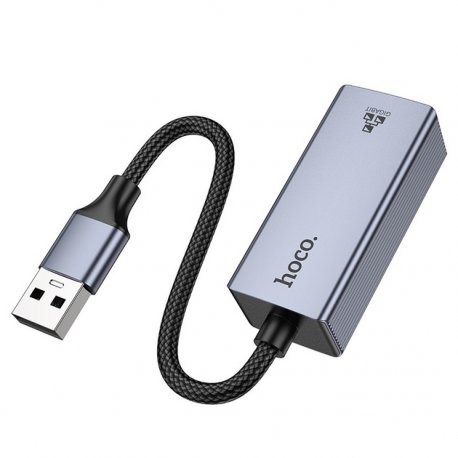 Переходник Hoco UA37 USB to RJ45 1000 Mbps Gray