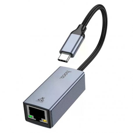 Переходник Hoco UA37 Type-C to RJ45 1000 Mbps Gray