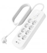 Cетевой удлинитель-фильтр Belkin (8хТип F, USB-A/USB-C 18Вт) 16А (2m) White (SRB003VF2M-V2)