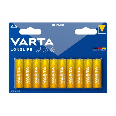 Батарейка Varta Longlife щелочная AA блистер, 10 шт (04106101461)