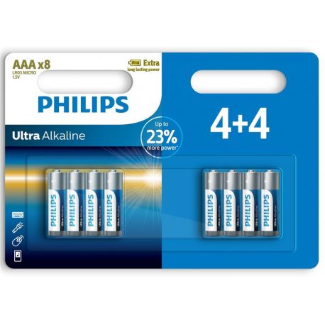 Батарейка Philips Ultra Alkaline лужна AAA блістер, 8 шт (LR03E8B/10)