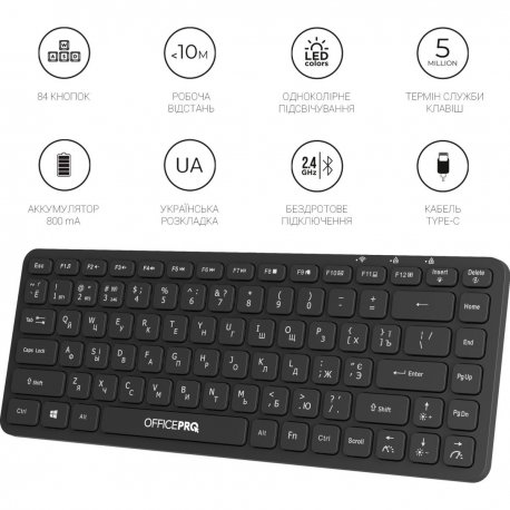 Бездротова клавіатура OfficePro Black (SK790B)