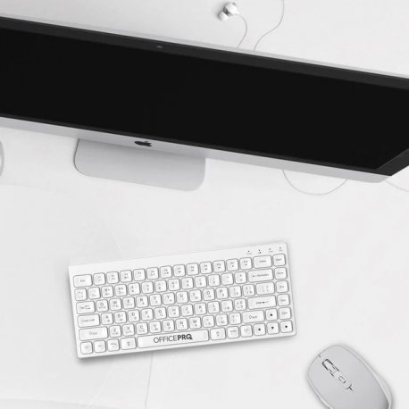 Бездротова клавіатура OfficePro White (SK955W)