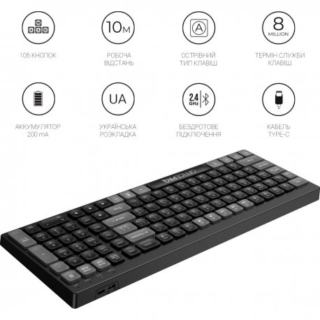 Бездротова клавіатура OfficePro Black (SK985B)