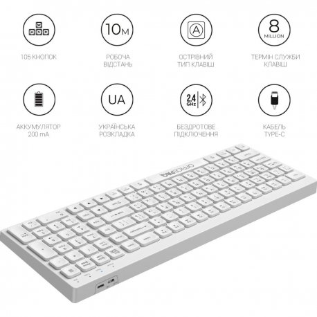 Бездротова клавіатура OfficePro White (SK985W)