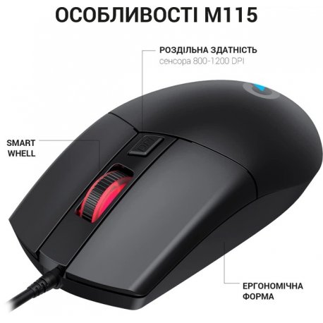 Мышь OfficePro M115 Black (M115)