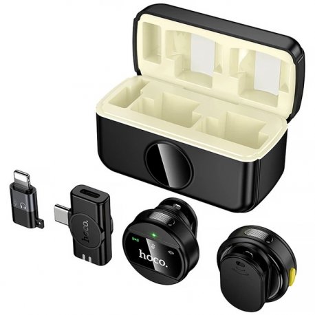 Микрофон-петличка Hoco L22 Bright 2-in-1 Lightning /Type-C Black