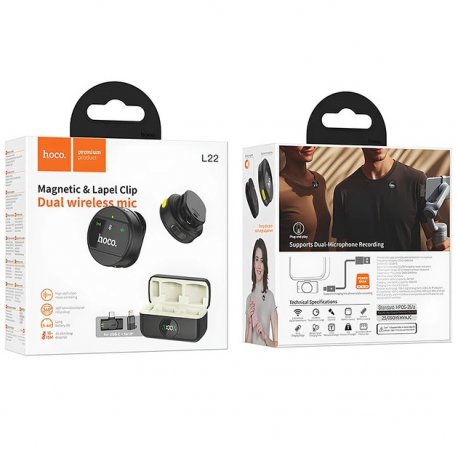 Микрофон-петличка Hoco L22 Bright 2-in-1 Lightning /Type-C Black