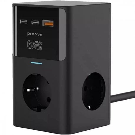 Сетевой фильтр Proove Power Cube 65W (3 розетки 2хType-C/USB) Black (PSPC36801201)
