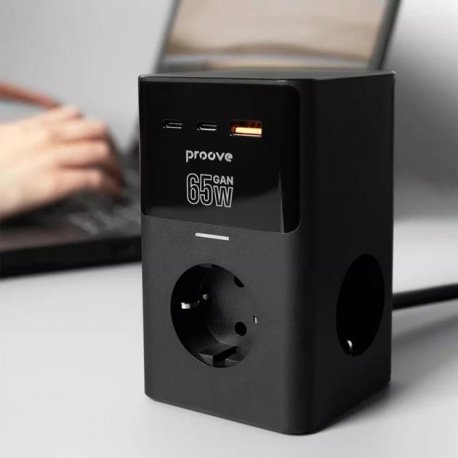 Сетевой фильтр Proove Power Cube 65W (3 розетки 2хType-C/USB) Black (PSPC36801201)