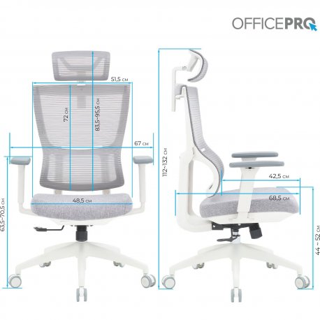 Офісне крісло OfficePro Elegant OC600 Light Gray (OC600-W-LG-LG)
