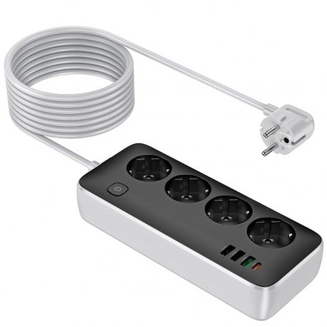 Сетевой фильтр Hoco AC22 (3USB/1Type-C/4xSocket) 1,5m Black