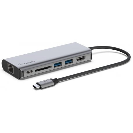 USB-хаб Belkin USB-C 6in1 Multiport Dock Gray (AVC008BTSGY)
