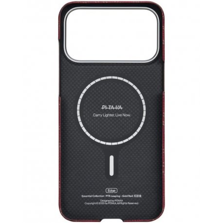 Чехол Pitaka Ultra-Slim Case для iPhone 17 Pro Max Monogram Red/Gold (KI1702PTKP)
