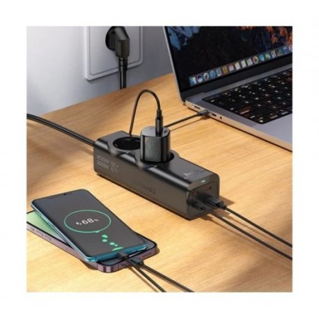 Сетевой фильтр Hoco NS10 67W (1USB/3Type-C/2xSocket) 2m Black