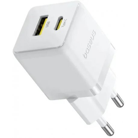 Сетевое зарядное устройство для Baseus Palm Fast Charger Type-C+USB 20W White (P10111608213-00)
