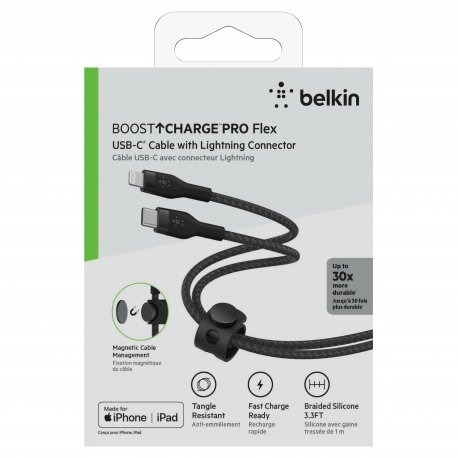 Кабель Belkin USB-C to Lightning (1m) Black (CAA011BT1MBK)
