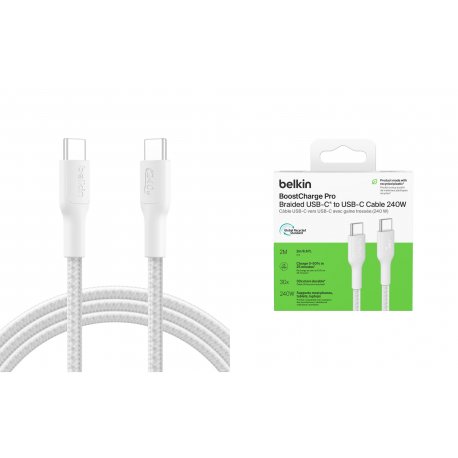 Кабель Belkin USB-C to USB-C 240W (2m) White (CAB025HQ2MWH)