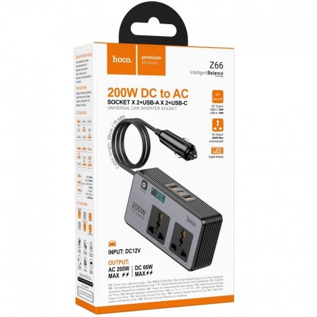 Автомобільний інвертор HOCO Z66 PD66W Black