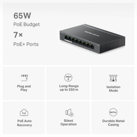 Коммутатор Mercusys MS108GP 8xGE Black (MS108GP)