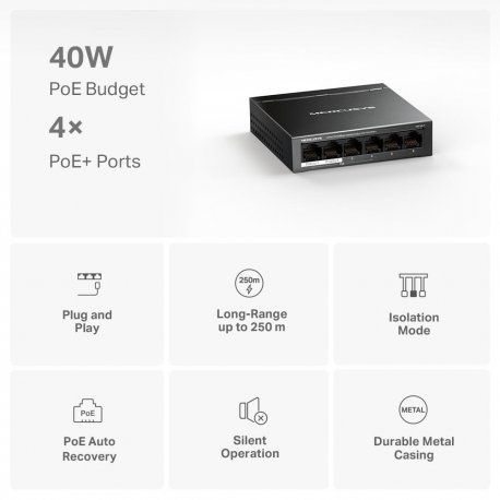 Комутатор Mercusys MS106LP 6xGE Black (MS106LP)