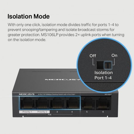 Коммутатор Mercusys MS106LP 6xGE Black (MS106LP)